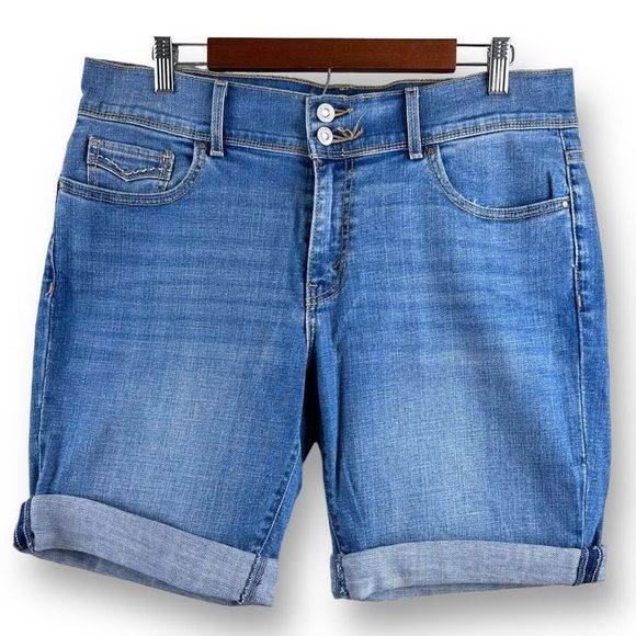 Levi's Pants - Levi's Womens Blue Medium Wash Cotton Stretch 515 Bermuda Jean Shorts Size 14